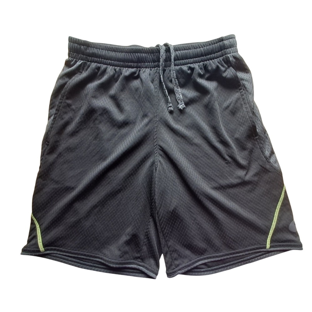 Asics Mens Mesh Athletic Shorts Running Training Black Neon Green Small